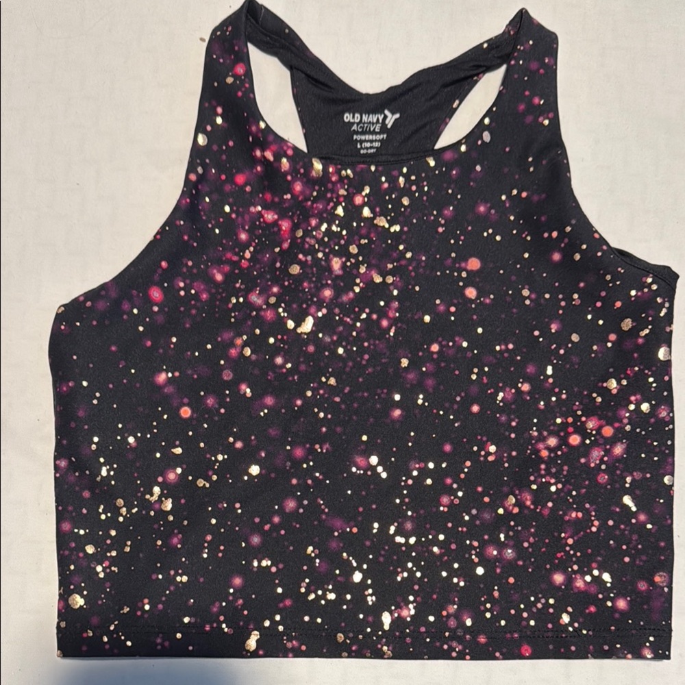 Old Navy Black and Pink Fitted Crop Tank Top